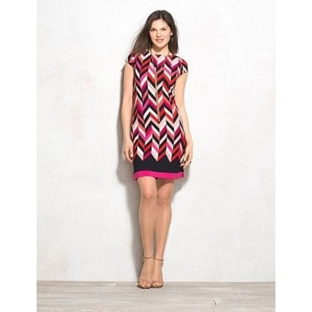 Size 12 CHEVRON PRINT CAMRYN SHIFT DRESS Classy Spring Summer Career Party